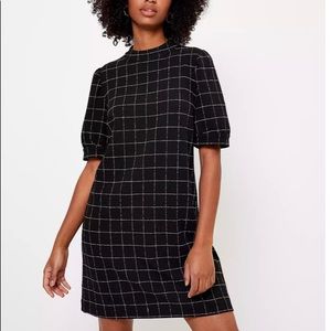NWT Petite Windowpane Puff Sleeve Shift Dress